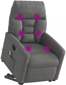 vidaXL Massagesessel mit Aufstehhilfe, Mikrofaser, dunkelgrau (3303096)