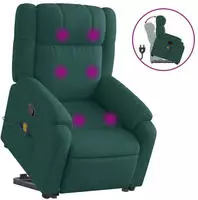 vidaXL Massagesessel mit Aufstehhilfe Dunkelgr&uuml;n Stoff
