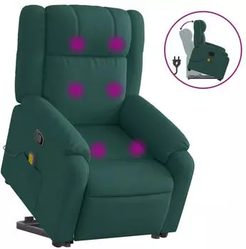 vidaXL Massagesessel mit Aufstehhilfe, dunkelgrün, Stoff (3205220)