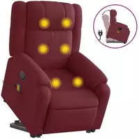 vidaXL Massagesessel mit Aufstehhilfe Weinrot Stoff