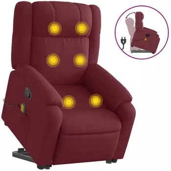 vidaXL Massagesessel mit Aufstehhilfe weinrot Stoff (3205217)