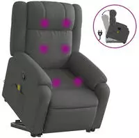 vidaXL Massagesessel mit Aufstehhilfe Dunkelgrau Stoff