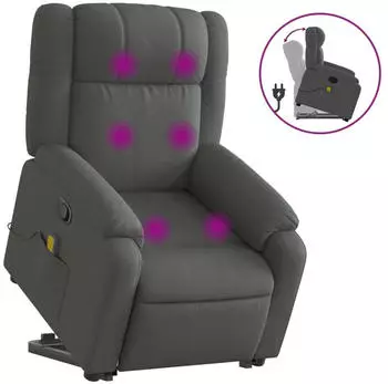 vidaXL Massagesessel, neigbar, Stoff, dunkelgrau (3205215)