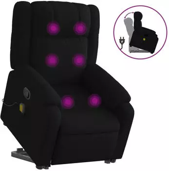 vidaXL Massagesessel mit Aufstehhilfe Schwarz Stoff (3205216)