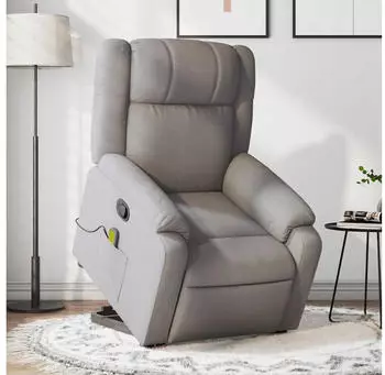 vidaXL Massagesessel mit Aufstehhilfe Taupe Stoff (3205222)