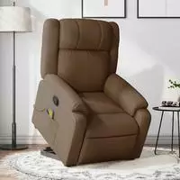 vidaXL Massagesessel mit Aufstehhilfe Braun Stoff