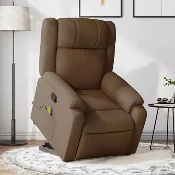 vidaXL Massagesessel mit Aufstehhilfe Braun Stoff (3205218)