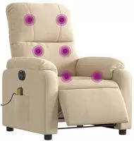 vidaXL Massagesessel Elektrisch Creme Mikrofasergewebe