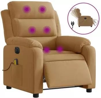 vidaXL Massagesessel Elektrisch Braun Samt (3205089)