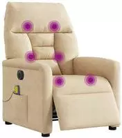 vidaXL Massagesessel Elektrisch Creme Mikrofasergewebe