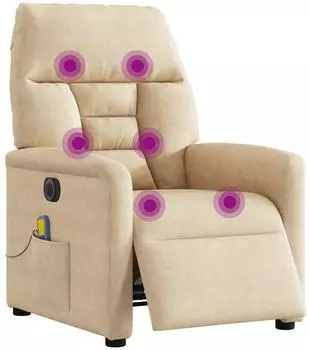vidaXL Massagesessel Elektrisch Creme Mikrofasergewebe (3303084)
