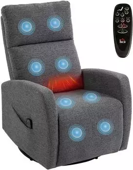 HomCom Drehbarer Fernsehsessel mit W&auml;rme- und Vibrationsmassage, dunkelgrau (700-206V90CG)