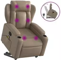 vidaXL Massagesessel mit Aufstehhilfe Cappuccino Kunstleder