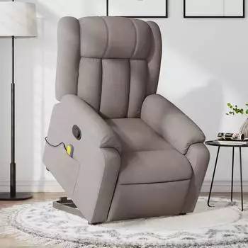 vidaXL Massagesessel mit Aufstehhilfe, taupe Stoff (3205336)