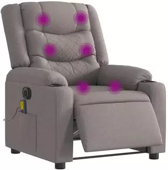 vidaXL Massagesessel Elektrisch Taupe Stoff (3310258)