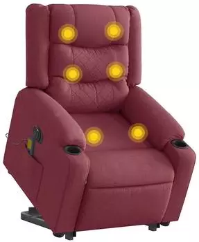vidaXL Elektrischer Massagesessel mit Aufstehhilfe Weinrot Stoff (3310282)