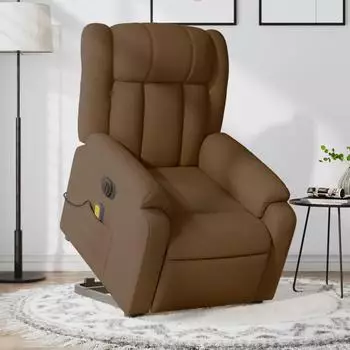 vidaXL Elektrischer Massagesessel mit Aufstehhilfe Braun Stoff (3205356)