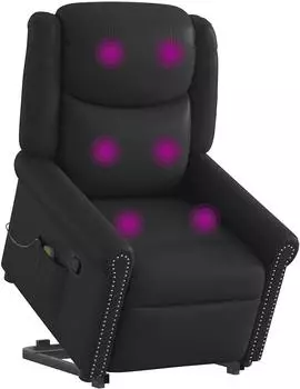 vidaXL Stehsessel Massage Gl&auml;nzendes Schwarzes Kunstleder (3303420)
