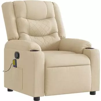 vidaXL Sadie Massagesessel manuell verstellbar, Stoff, beige (4019934)