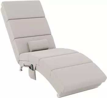 HomCom Massagesessel mit Liegefunktion, W&auml;rmefunktion, cremewei&szlig;