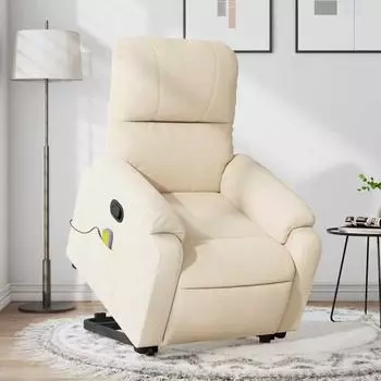 vidaXL Massagesessel mit Aufstehhilfe Beige Mikrofasergewebe (3204941)