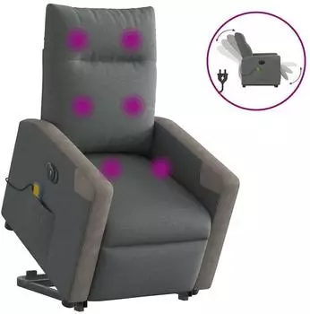 vidaXL Relaxsessel elektrisch verstellbar, Massage, dunkelgrauer Stoff (3324106)