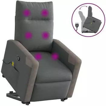 vidaXL Massagesessel mit Aufstehhilfe Dunkelgrau Stoff (3324096)