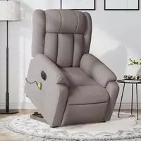 vidaXL Elektrischer Massagesessel mit Aufstehhilfe Taupe Stoff