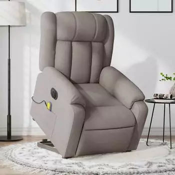 vidaXL Elektrischer Massagesessel mit Aufstehhilfe, taupe, Stoff (3205360)