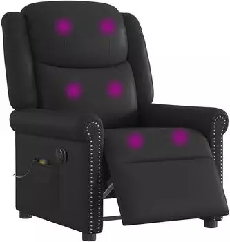 vidaXL Relaxsessel Massage Elektrisch Gl&auml;nzend Schwarz Kunstleder (3303416)
