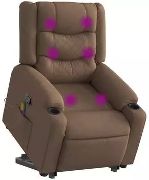 vidaXL Stefano Massagesessel mit Aufstehhilfe, Stoff, braun (3310269)