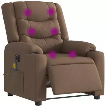 vidaXL Massagesessel Elektrisch Braun Stoff (3310255)