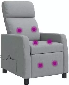 vidaXL Massage-Relaxsessel hellgrau, Stoff