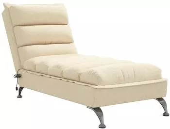 vidaXL Massage-Chaiselongue mit Kissen, Stoff, creme (379480)