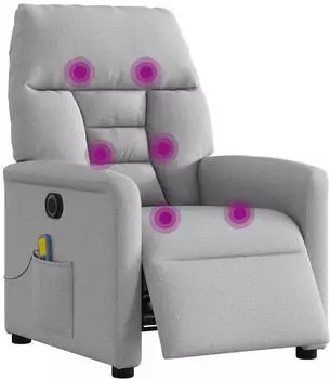 vidaXL Massagesessel Elektrisch Wolkengrau Stoff (3303031)
