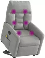 vidaXL Massagesessel Aufstehhilfe Elektrisch Hellgrau Mikrofasergewebe