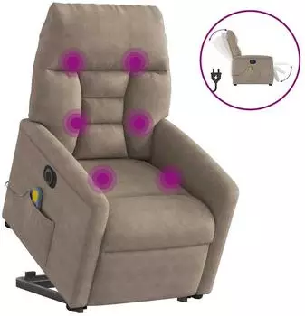 vidaXL Massagesessel Aufstehhilfe Elektrisch Taupe Mikrofasergewebe (3303108)