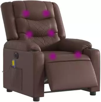 vidaXL Pamonus Massagesessel elektrisch, Kunstleder, braun (3206549)