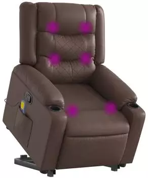 vidaXL Massagesessel mit Aufstehhilfe, braun, Kunstleder (3206557)