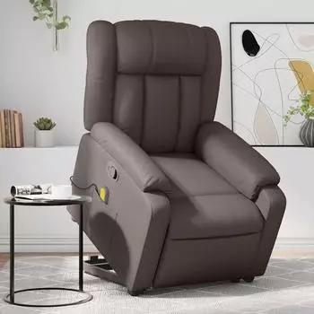 vidaXL Massagesessel mit Aufstehhilfe, braun, Kunstleder (3205273)