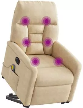 vidaXL Massagesessel Aufstehhilfe Elektrisch Creme Mikrofasergewebe (3303112)