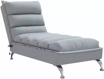 vidaXL Massage-Chaiselongue mit Kissen, hellgrau, Stoff (379475)