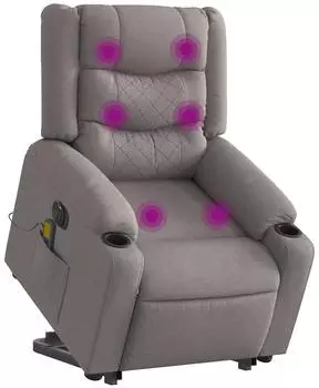 vidaXL Elektrischer Massagesessel mit Aufstehhilfe Taupe Stoff (3310286)