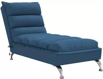 vidaXL Massage-Chaiselongue mit Kissen, Stoff, blau (379481)