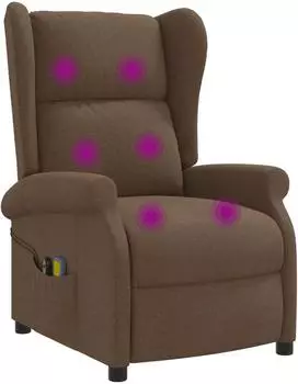 vidaXL Wing Back Massagesessel elektrisch, Stoff, braun
