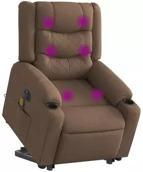 vidaXL Elektrischer Massagesessel mit Aufstehhilfe Braun Stoff (3310283)
