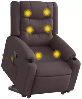 vidaXL Massagesessel mit Aufstehhilfe Dunkelbraun Stoff (3310270)