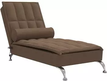 vidaXL Massage-Chaiselongue mit Nackenrolle, braun, Stoff (379446)