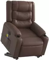 vidaXL Massagesessel mit Aufstehhilfe Elektrisch Braun Kunstleder