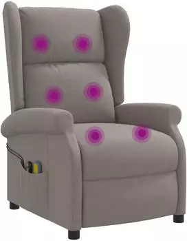 vidaXL Wing Back elektrischer Massagesessel, taupe Stoff (3460297)
